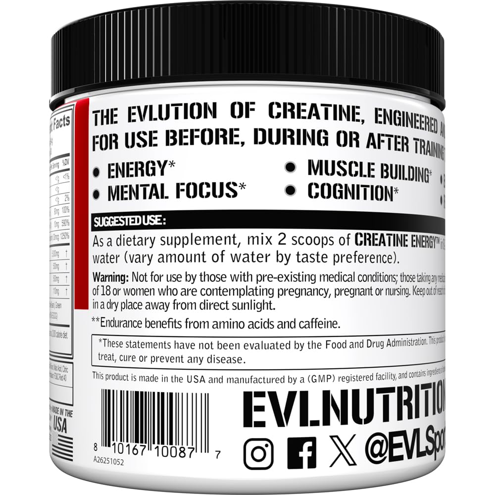 EVL Creatine Energy scoop dispersion for consistent training energy