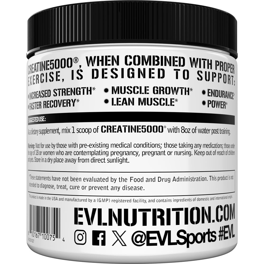 EVL Creatine5000 pink lemonade scoop beside a shaker bottle for convenient supplementation