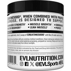 EVL Creatine5000 pink lemonade scoop beside a shaker bottle for convenient supplementation