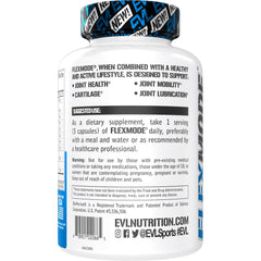 Evlution FlexMode ingredients panel features glucosamine and MSM for joints