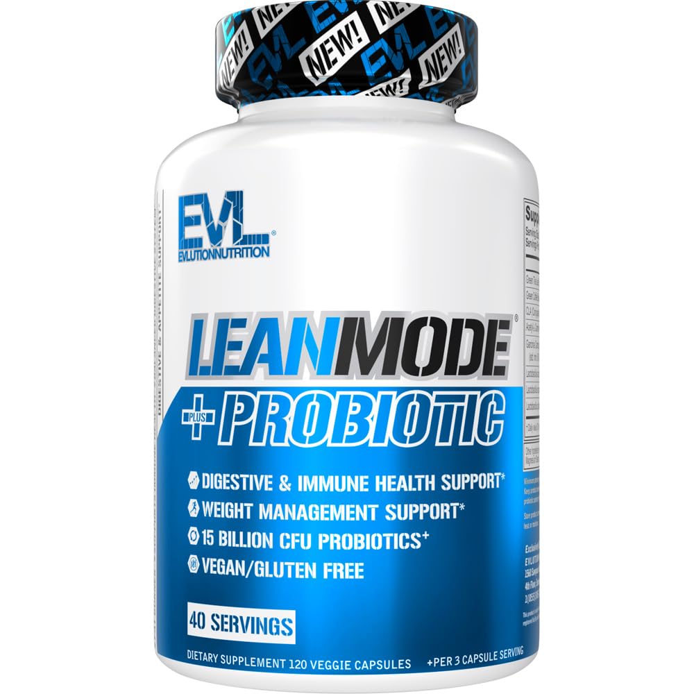 EVLUTION LeanMode bottle front for digestive support with 15B CFUs