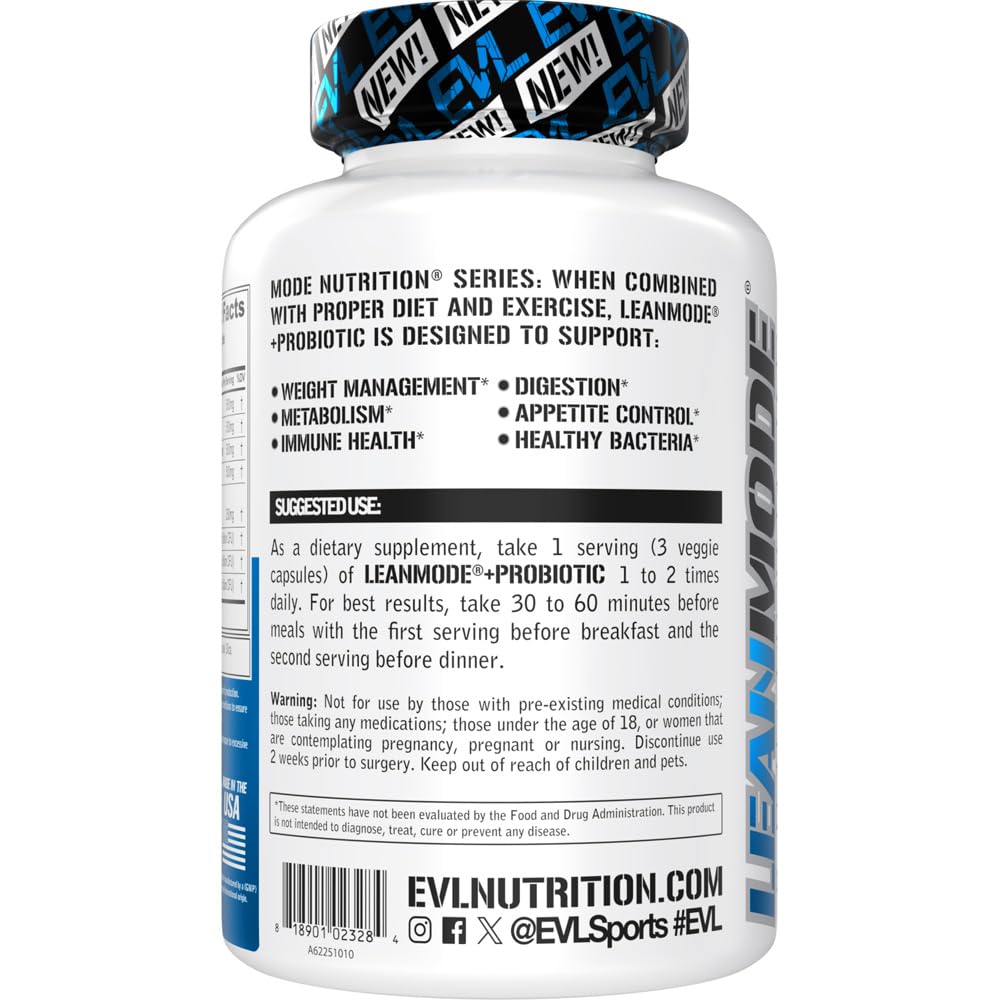 EVLUTION LeanMode label detail featuring green tea and CLA benefits