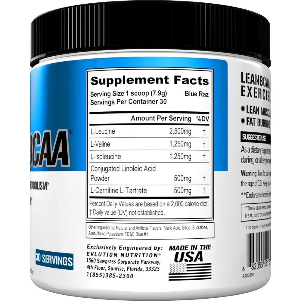 EVLUTION Lean BCAA powder scoop showing precise measuring for targeted fueling.