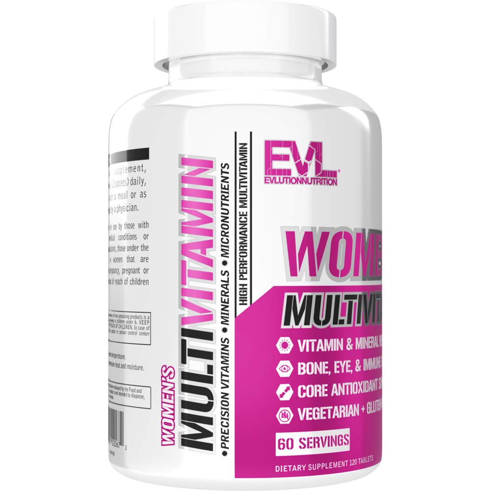 Evlution Women's Multivitamin label nutrition listing key vitamins and minerals