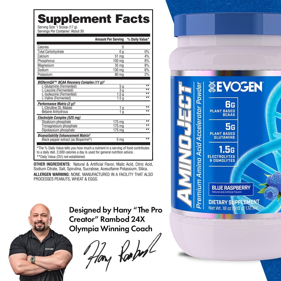 AminoJect fermented plant-based amino acids highlight clean fermentation and vegan formula.