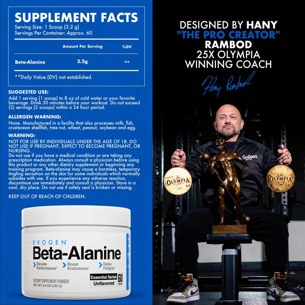 Evogen Beta-Alanine mixing shaker demonstrates easy integration into pre-workout routines.