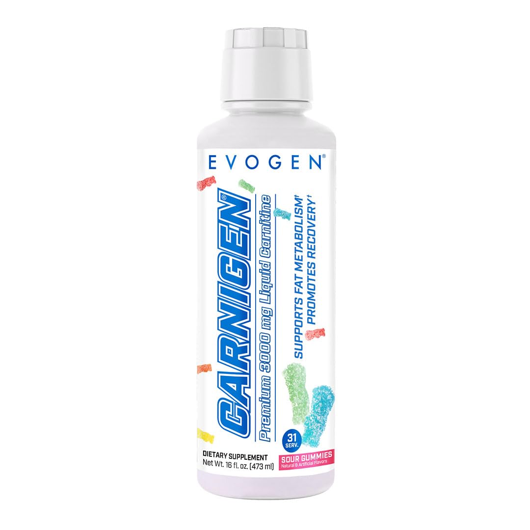 Evogen Carnigen bottle pour shows caffeine-free fat metabolism support.