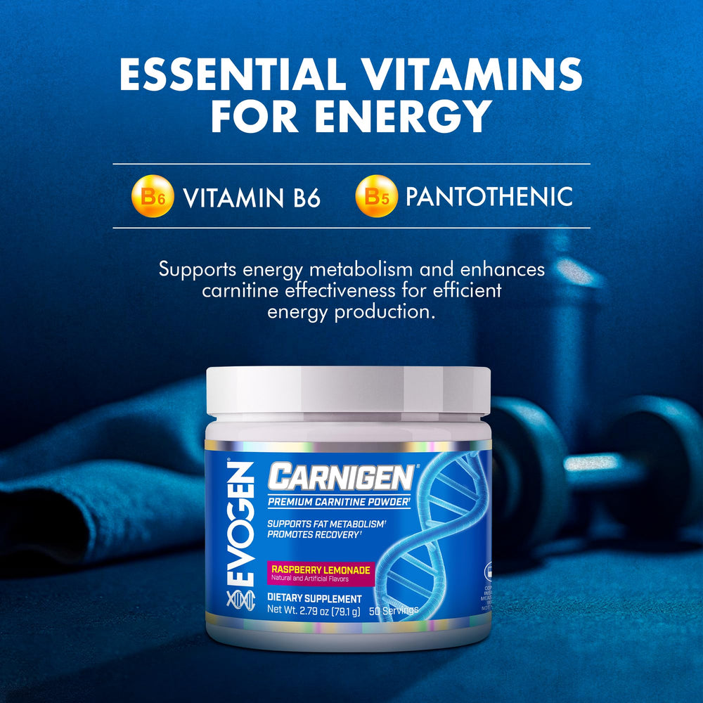 Evogen Carnigen vitamin B6 Pantothenic acid panel signals energy metabolism support