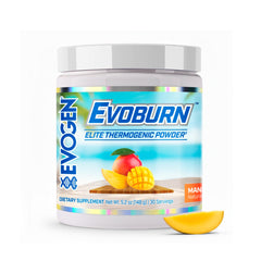 Evogen Evoburn bottle-front with mango flavor, ready for a fat-burning routine