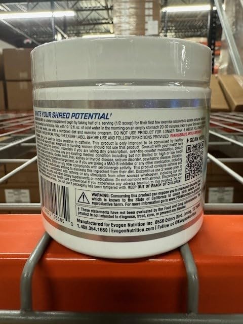 Evogen Evoburn label closeup highlighting ingredients and thermogenic blend.