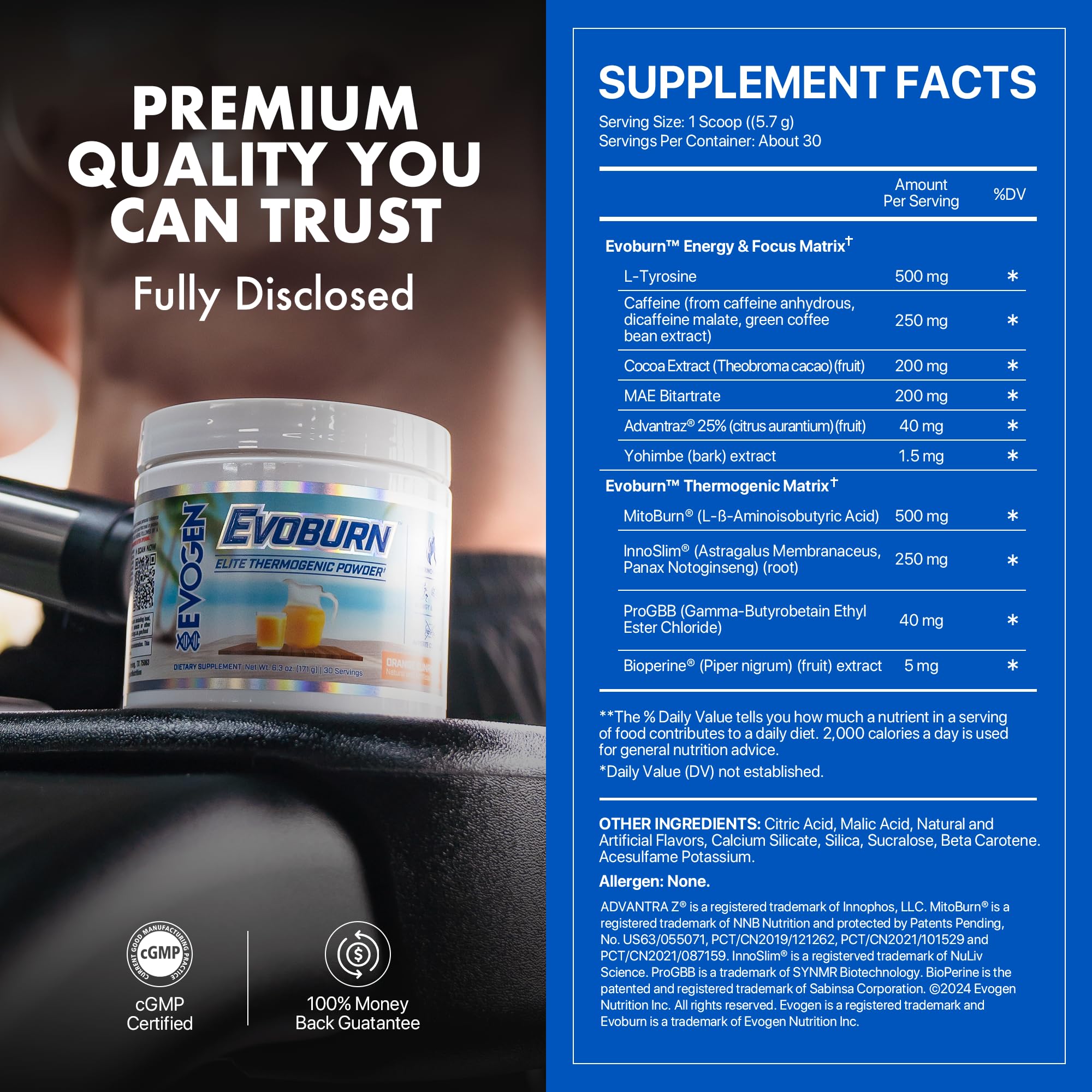 Evogen Evoburn ready-for-workout scene with shaker and powder.