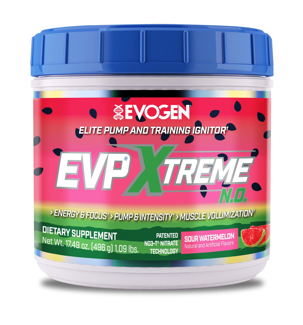 Evogen EVP 3D stimulant-free pre-workout bottle front view with focus and pump benefits