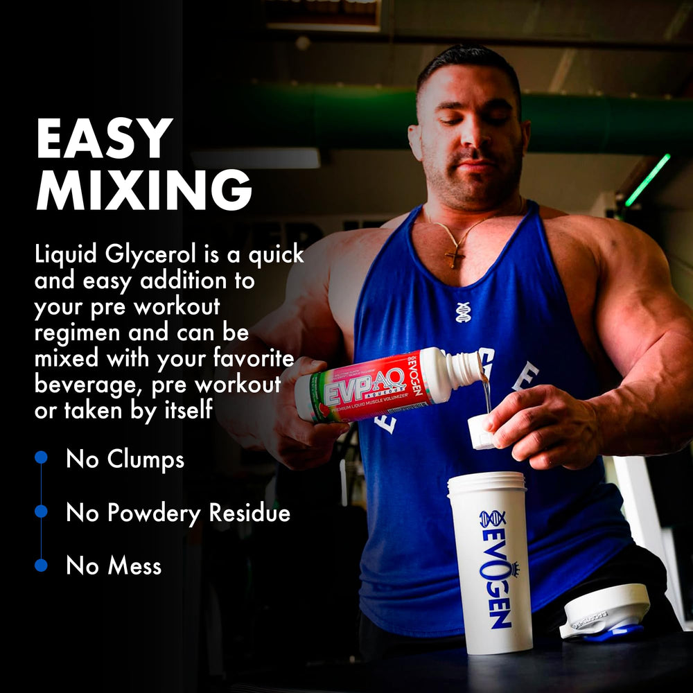 Evogen EVP AQ bottle label highlighting premium pre workout clarity and quality