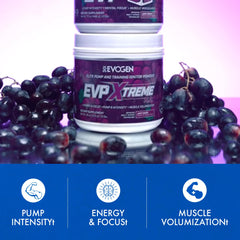 Evogen EVP Xtreme NO powder texture close-up emphasizes smooth mixability.