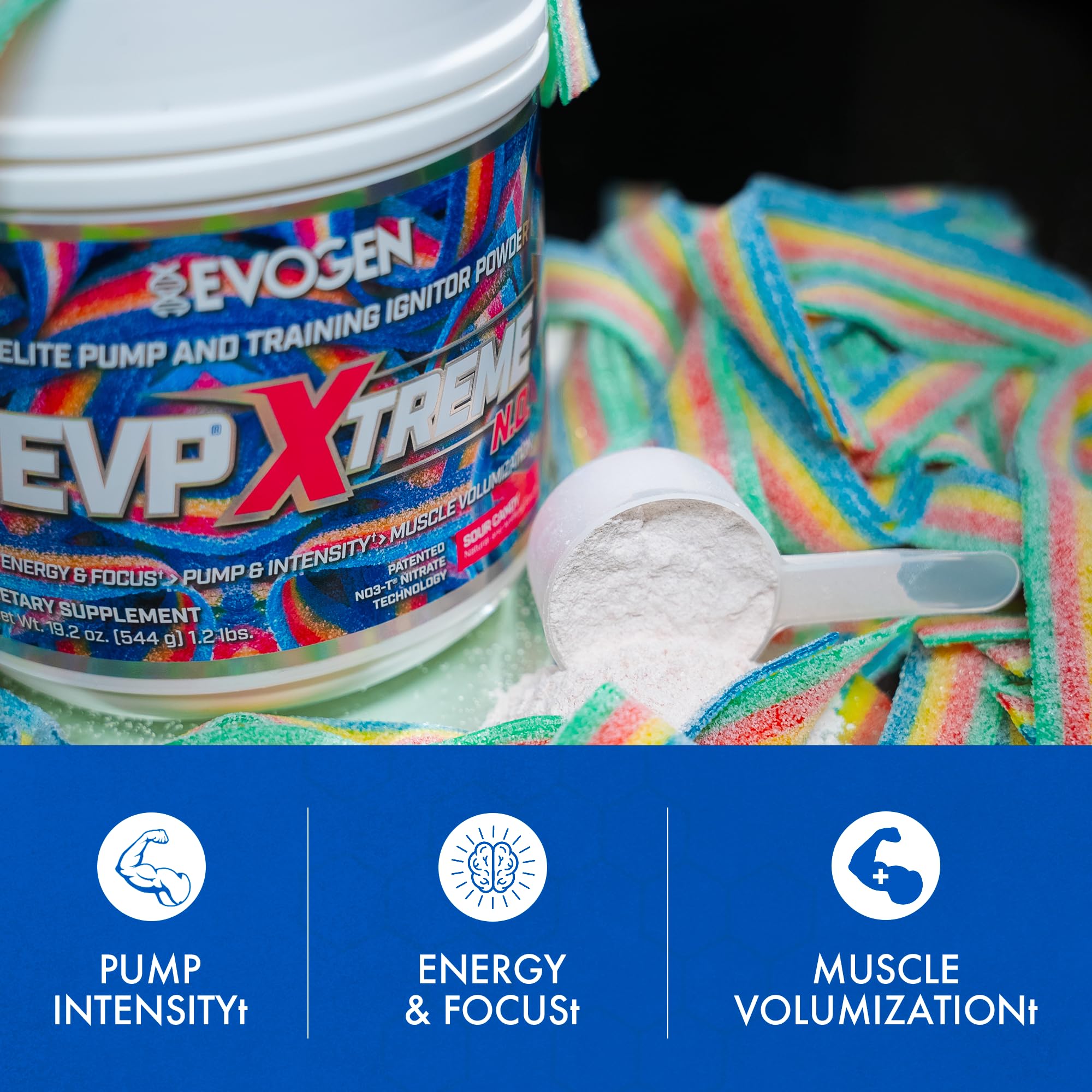 Glass of water with Evogen EVP Xtreme NO ready to energize workouts.