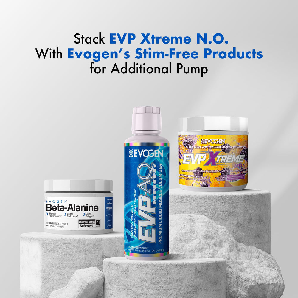 Evogen EVP Xtreme NO blackberry lemonade flavor image promoting clean energy for workouts