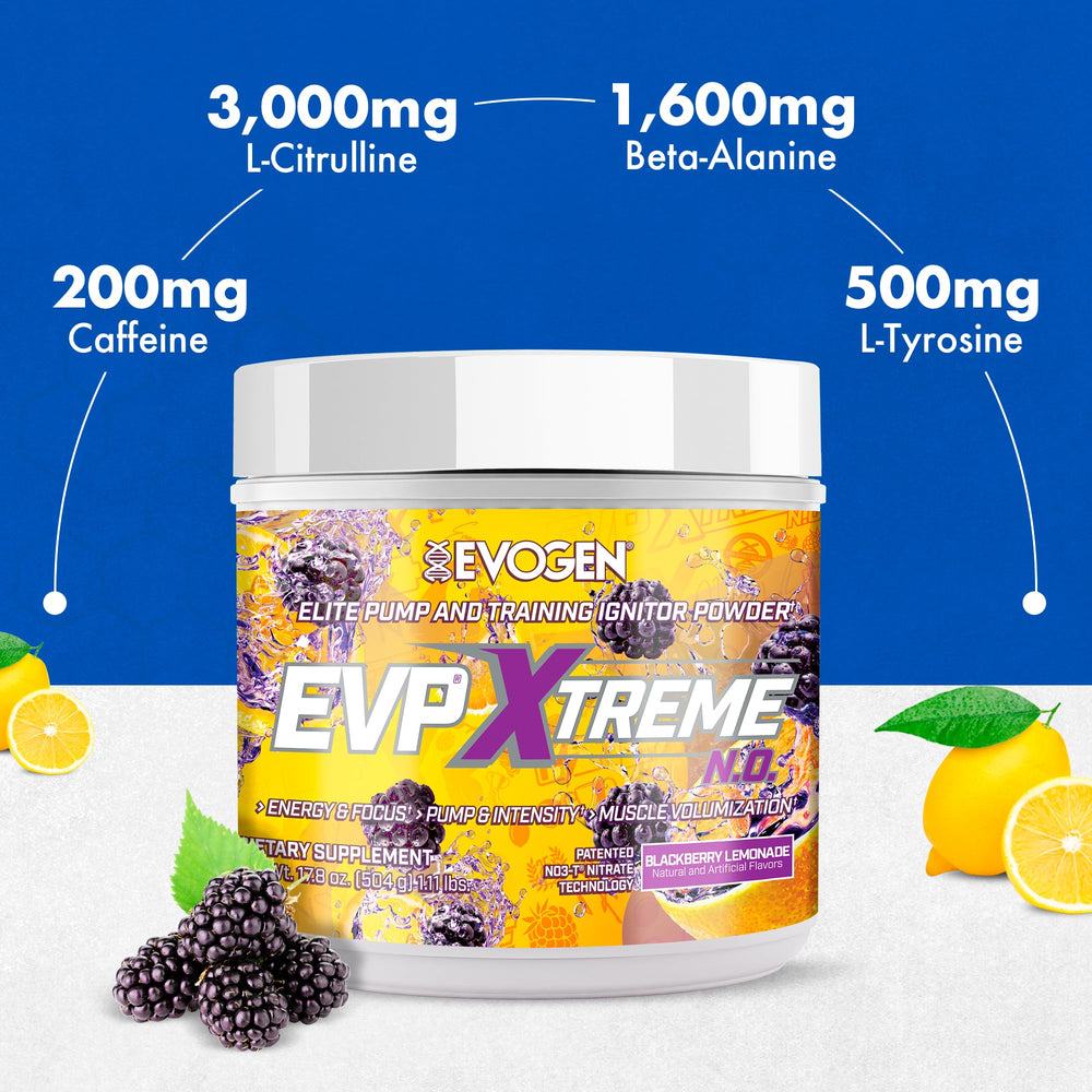 Evogen EVP Xtreme NO creatine hydration shot showing muscle support and hydration