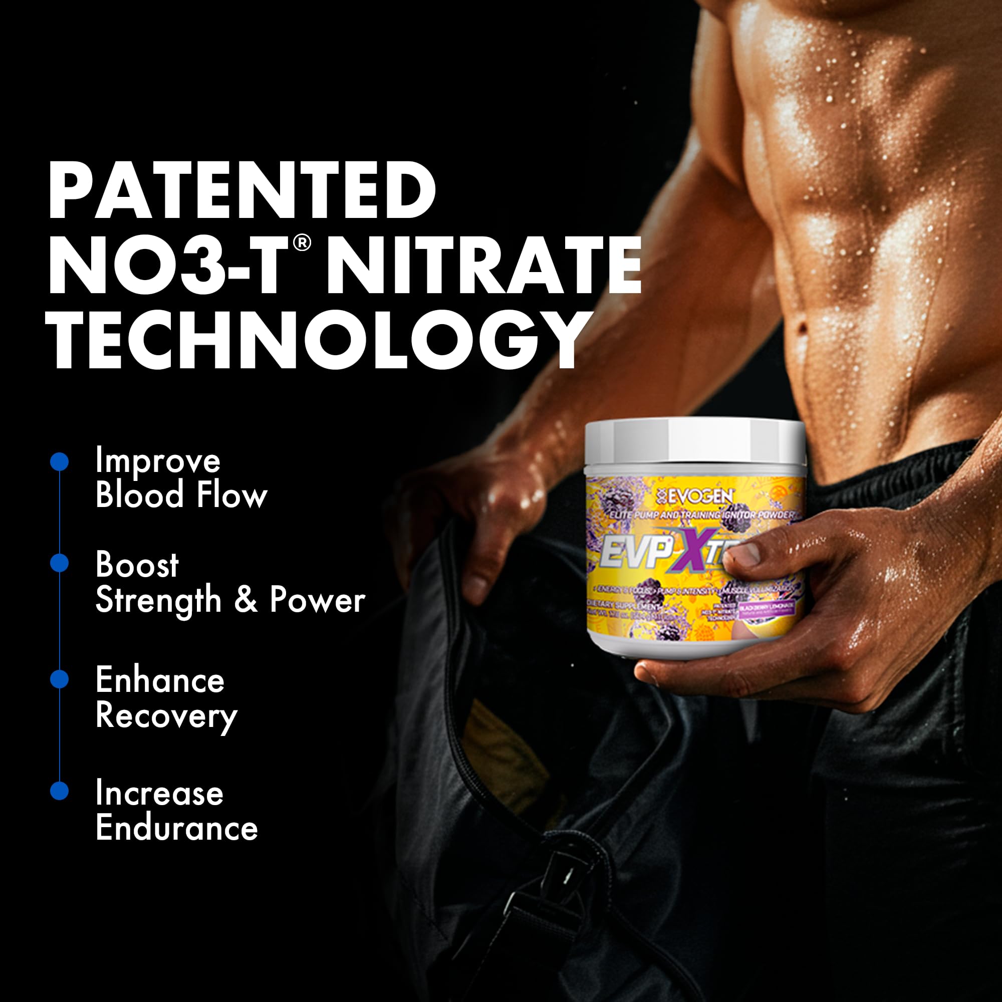 Evogen EVP Xtreme NO focus shot emphasizing mental sharpness during training