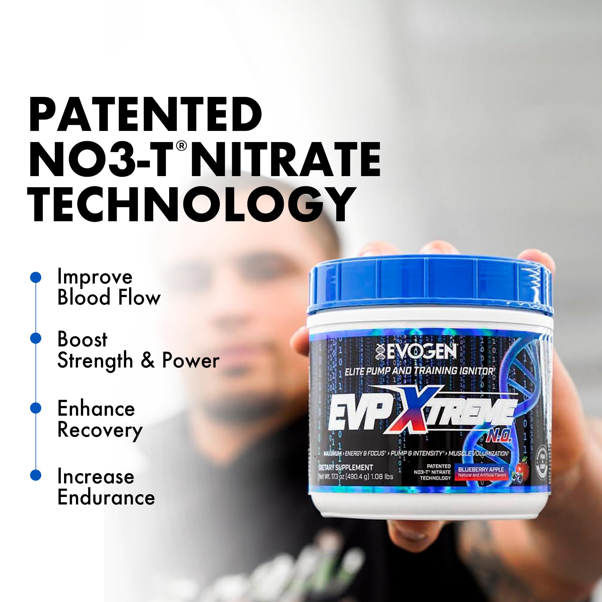 Evogen EVP Xtreme NO arginine-nitrate highlight indicating nitric oxide support.