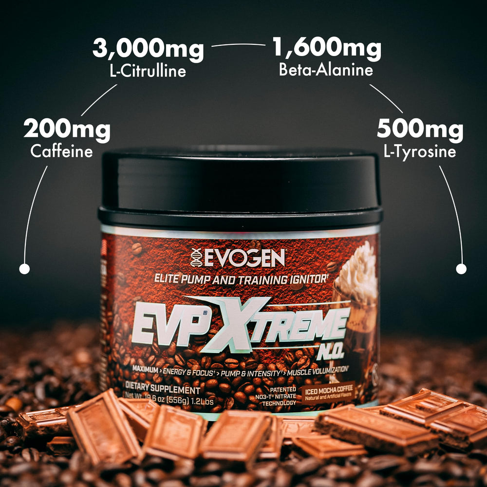 Caffeine-rich Evogen EVP Xtreme NO provides workout energy glow
