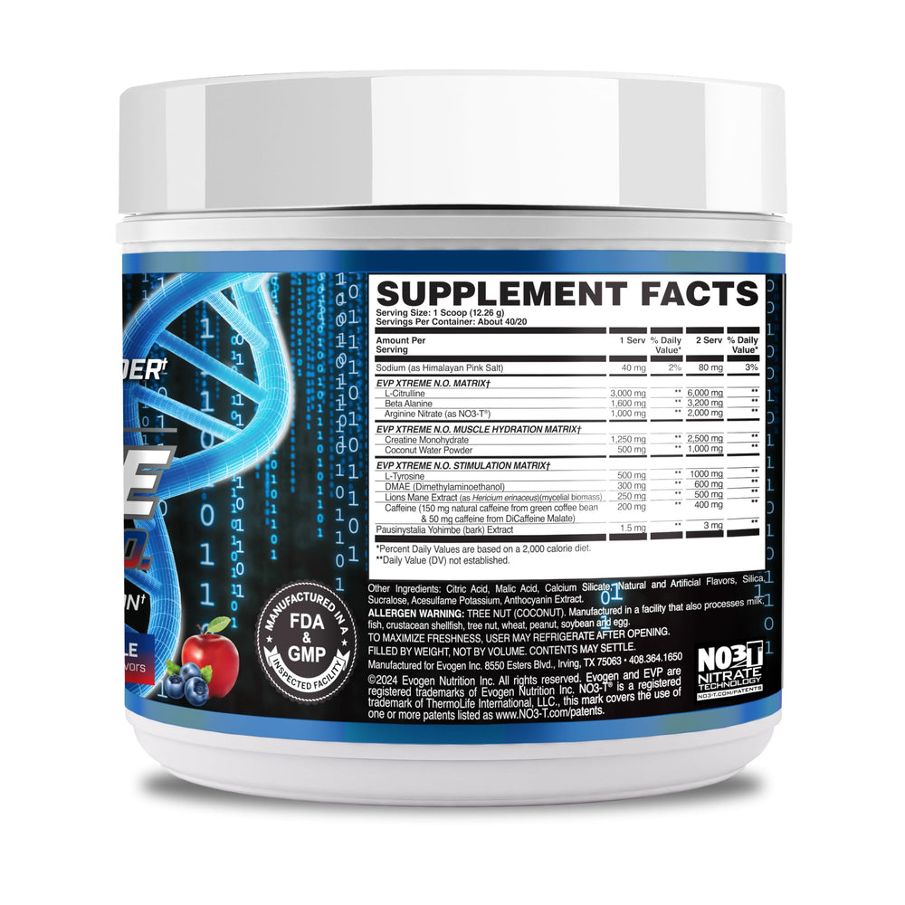 Evogen EVP Xtreme NO creatine-monohydrate with coconut water for hydration.