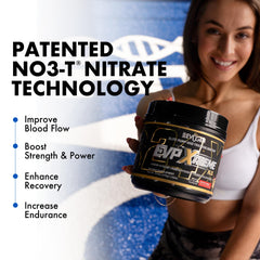 Close-up of Evogen EVP Xtreme NO label highlighting a sugar-free formula.