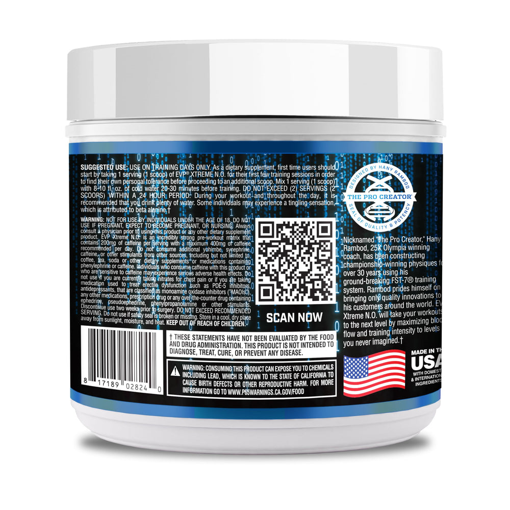 Evogen EVP Xtreme NO high-stim energy visuals imply focused training.