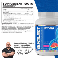 Evogen GlycoJect Watermelon scoop measures servings for training sessions.