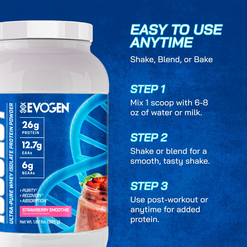 Evogen Isoject BCAAs EAAs ingredient panel highlighting amino acids