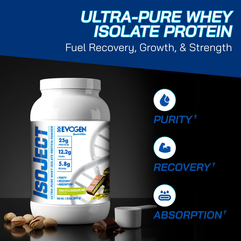 Evogen Isoject bottle with shake demonstrates convenient on-the-go protein