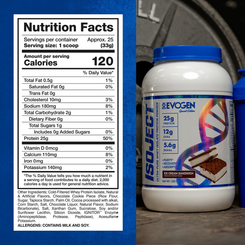 Evogen Isoject clean formula, free from fillers, ideal for shakes and recipes.
