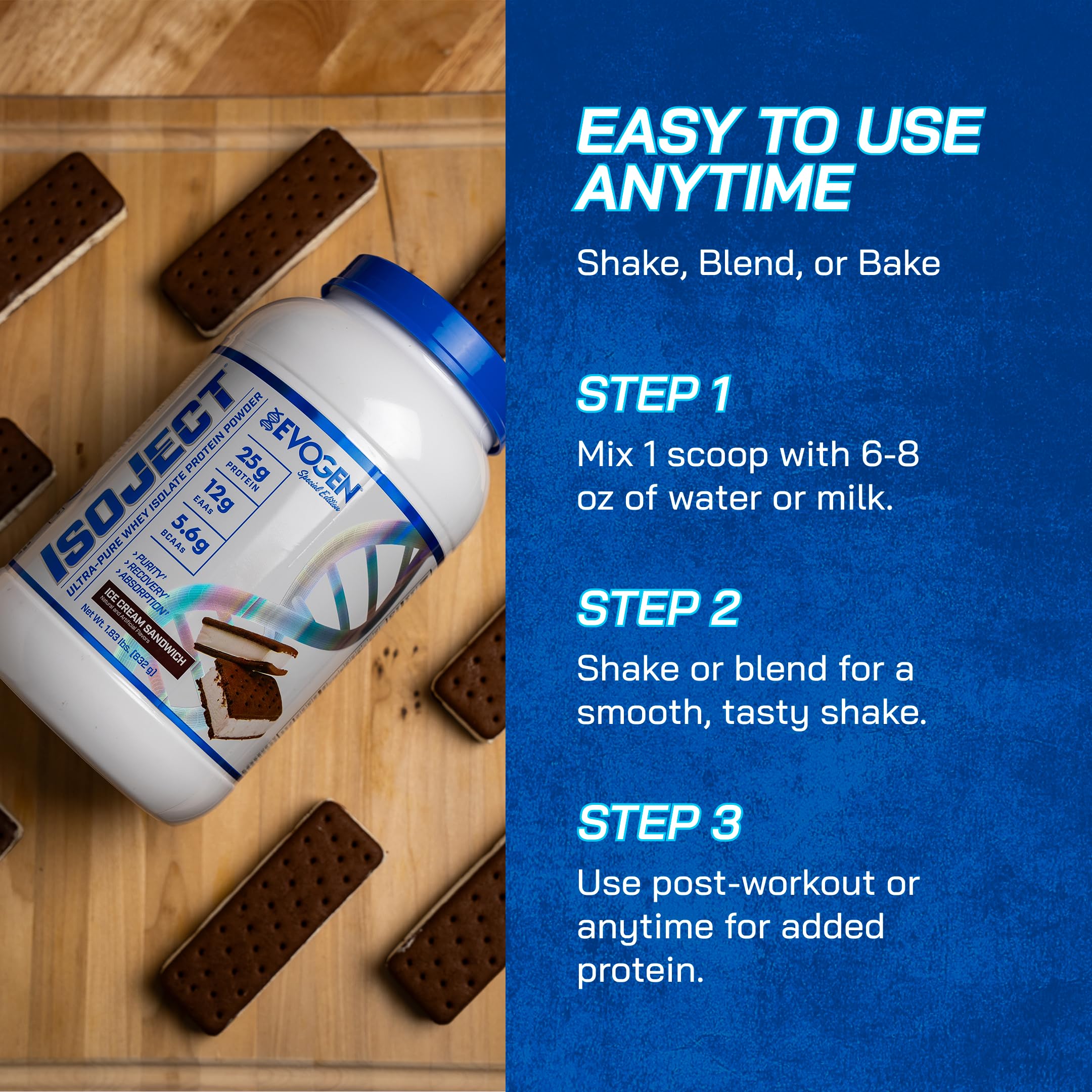 Evogen Isoject Ice Cream Sandwich flavor with smooth mixability.
