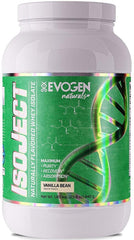Evogen Isoject Naturals chocolate whey protein isolate powder for fast absorption and recovery