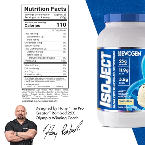 Evogen Isoject scoop beside jar emphasizes convenient post-workout nutrition