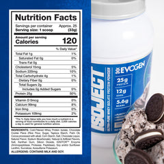 Isoject shake glass shows creamy cookies and cream flavor appeal.