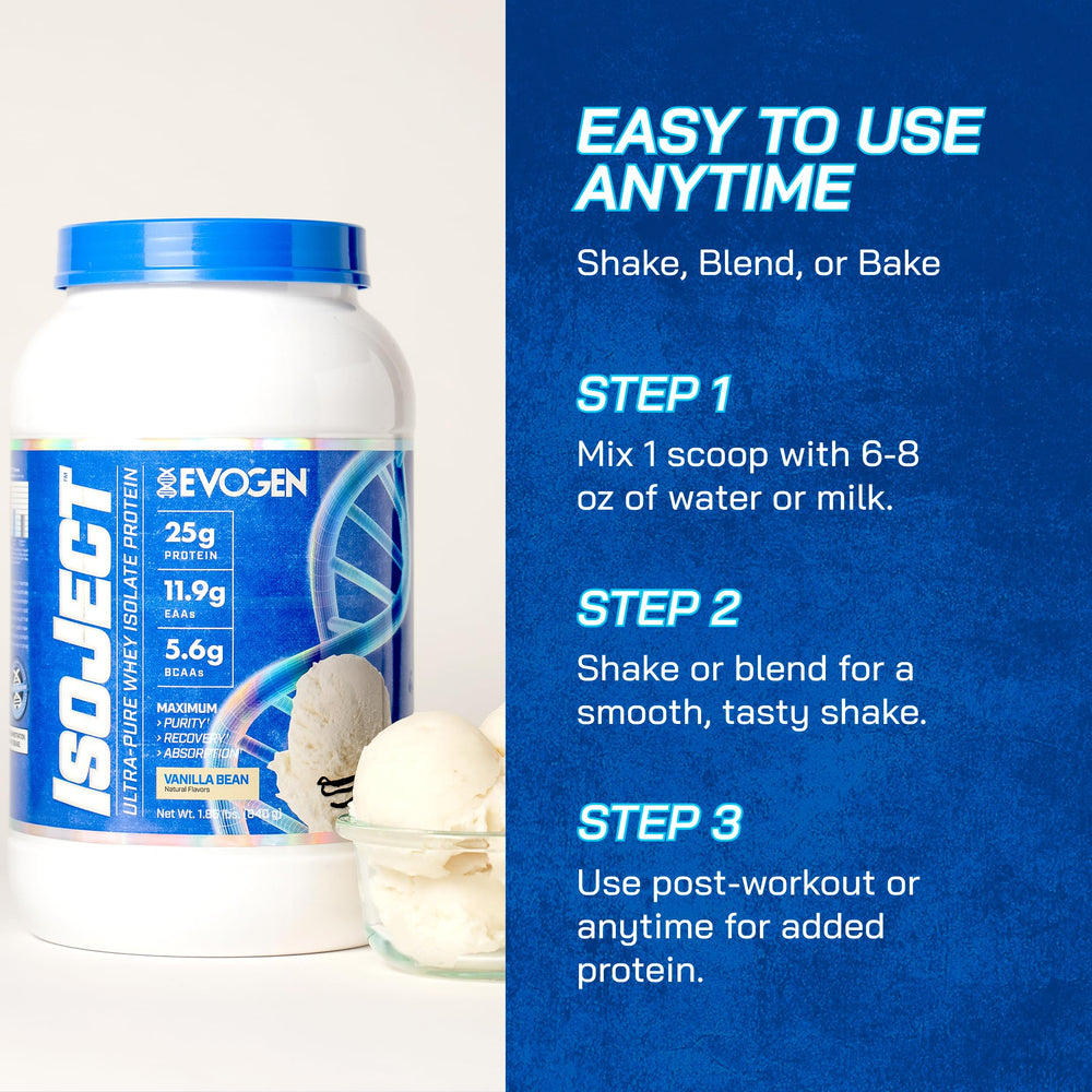 Evogen Isoject vanilla shake in a glass illustrates enjoyable flavor and texture