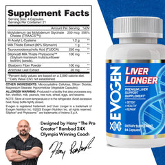 Evogen Liver Longer capsules close-up showing NAC and Milk Thistle