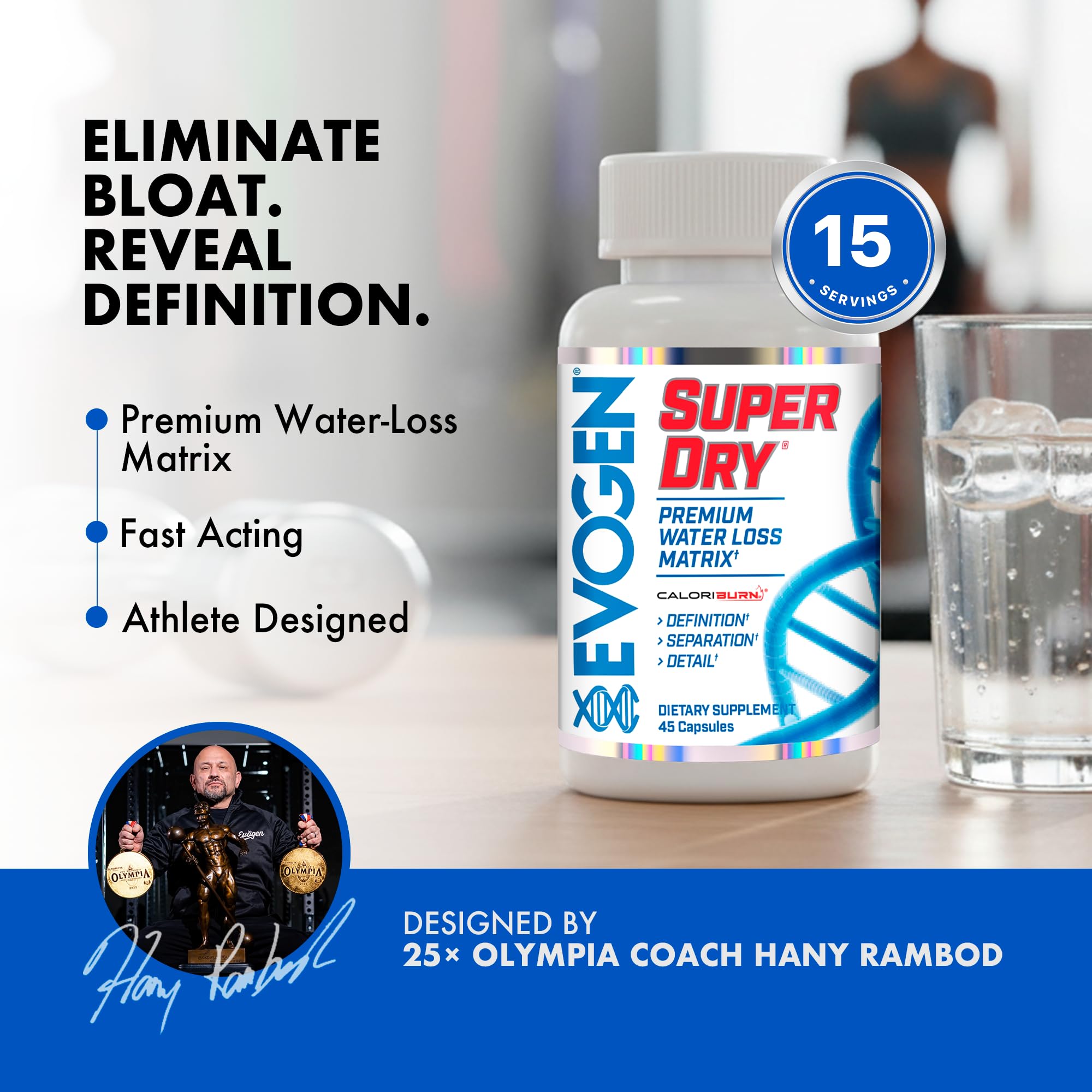 Dandelion root visual with Evogen Super Dry illustrating botanical support.