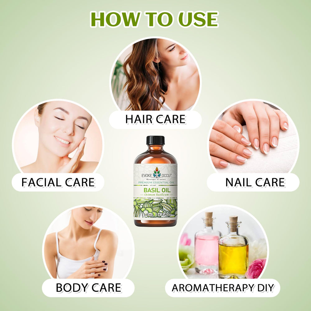 EVOKE OCCU Basil essential oil massage blend for relaxing massage.