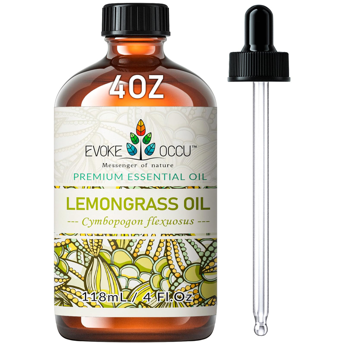EVOKE OCCU lemongrass essential oil bottle for diffuser blends and room freshening.