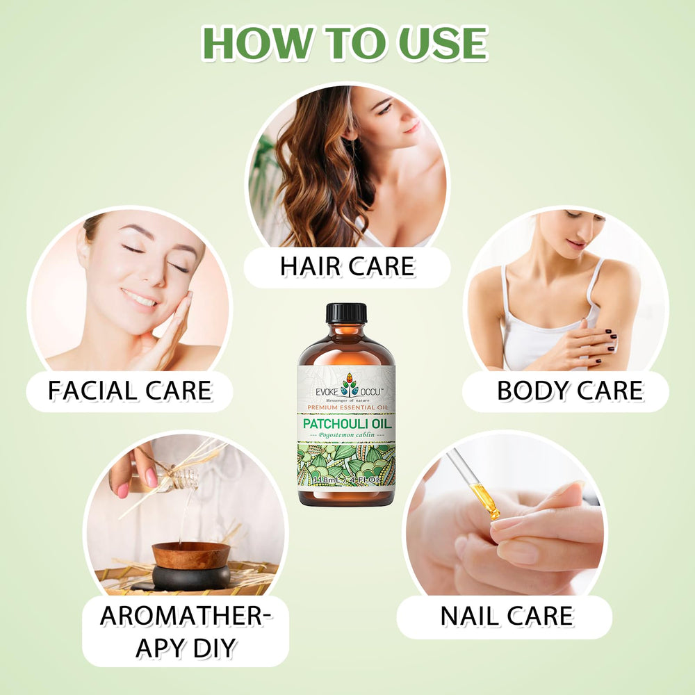 EVOKE OCCU Patchouli Oil applied in skin care routines.