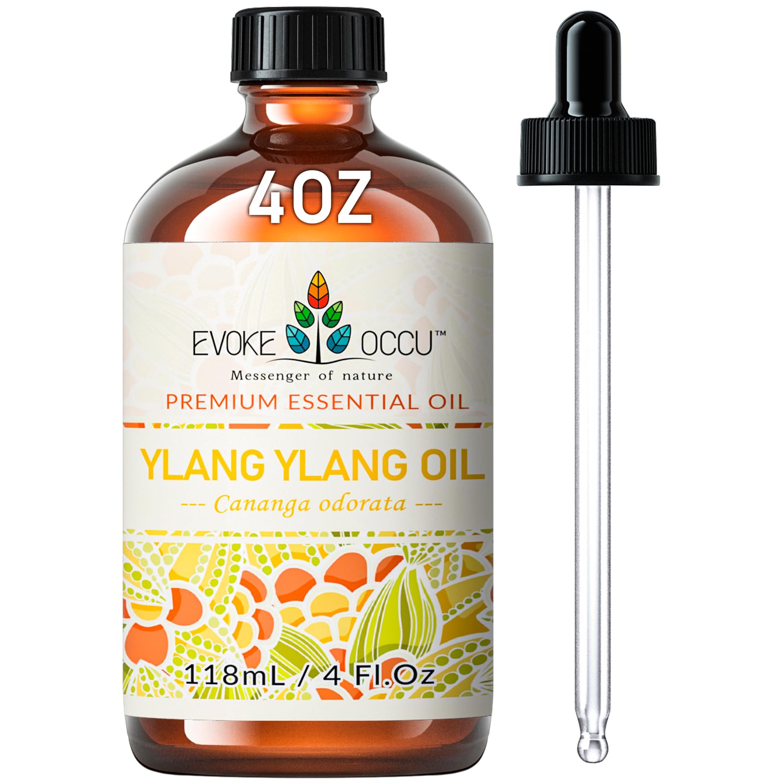 EVOKE OCCU Ylang Ylang oil bottle front, ideal for fragrance and diffusion.