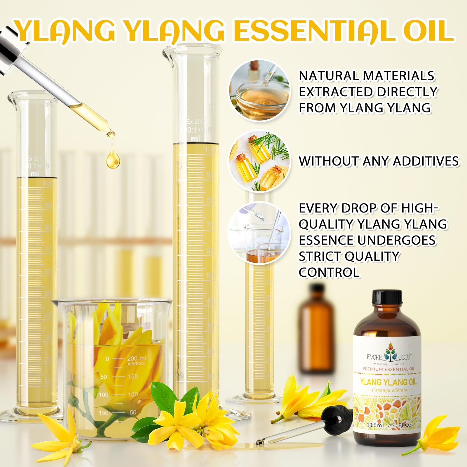 EVOKE OCCU Ylang Ylang oil for skin care when mixed with a base oil.