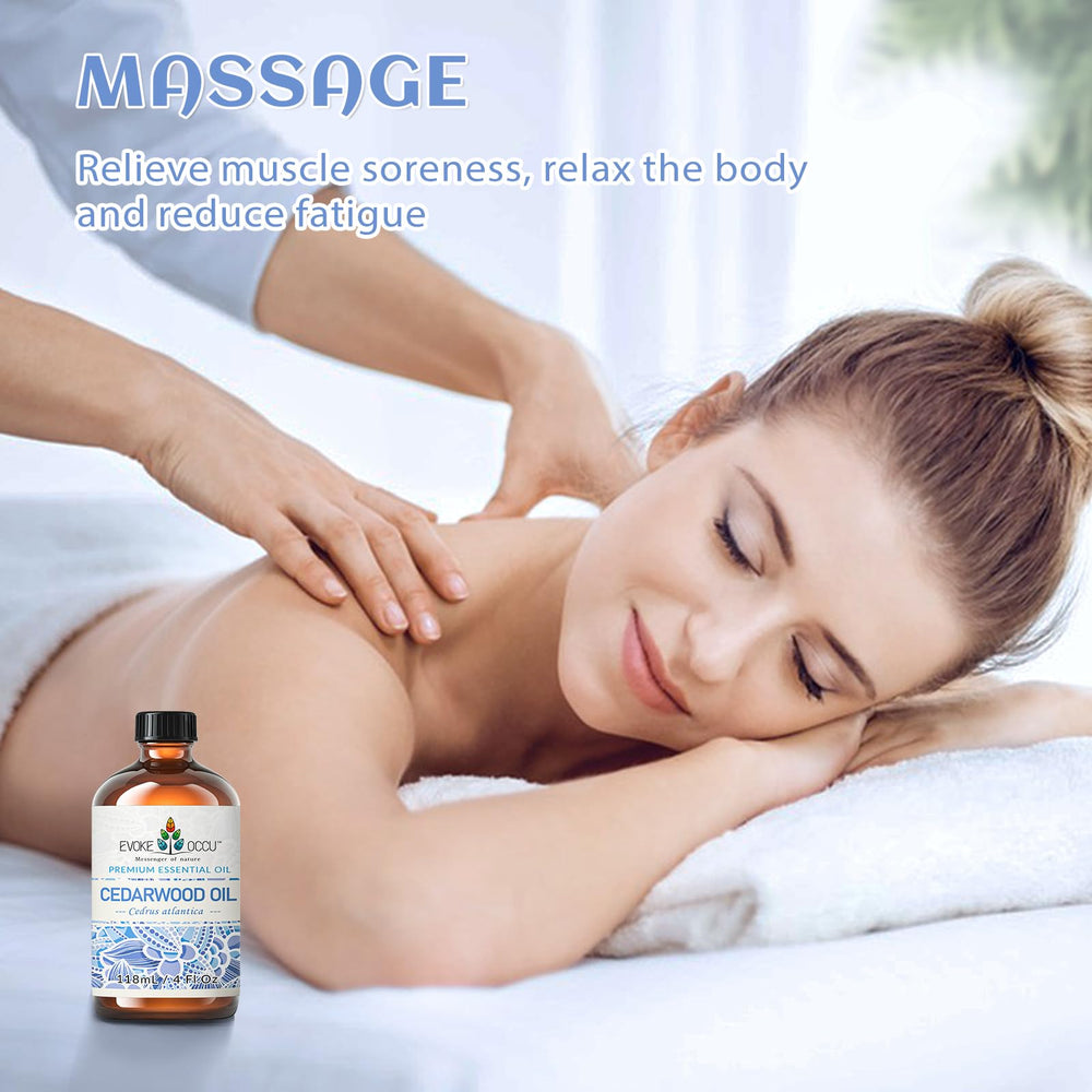 EVOKE OCCU cedarwood oil on skin during relaxing massage