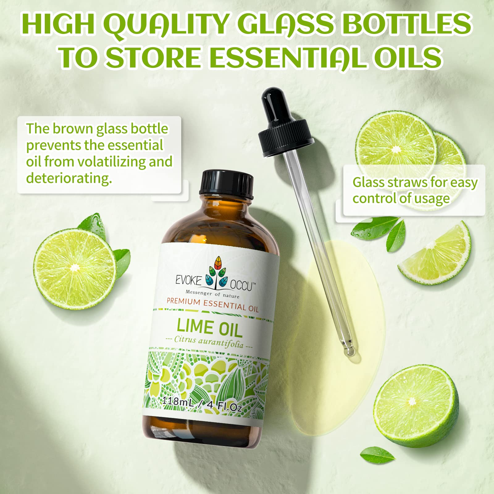 Evoke Occu Lime packaging keeps oil safe and ready to reuse.