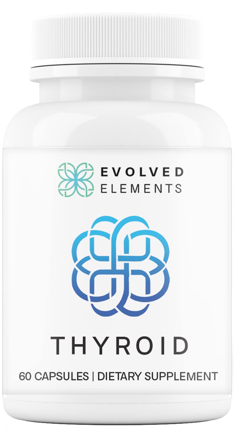 Evolved Elements Thyroid bottle with capsules; raw grass-fed desiccated NZ formula for energy support