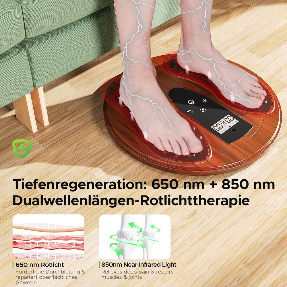 Exbushwren EMS Foot Massager red light indicator highlights dual-wavelength therapy features