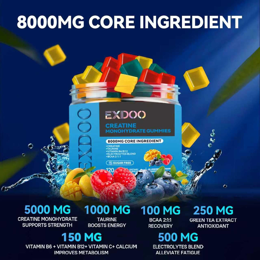 Exdoo gummies with raspberry, blueberry, and mango flavors appealing to taste.