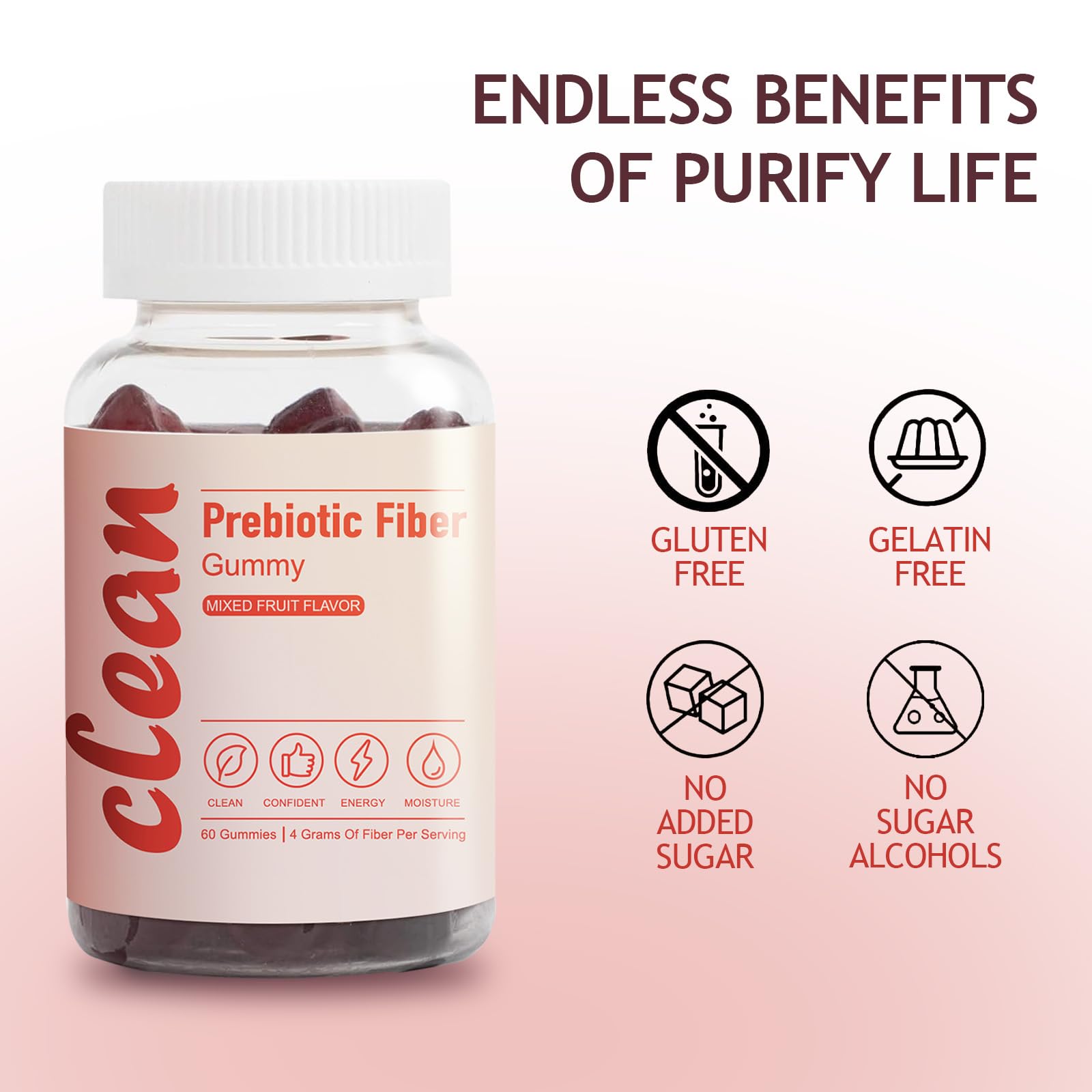 EXISHRED Clean Fiber Gummy 60-count pack emphasizes sustained daily intake