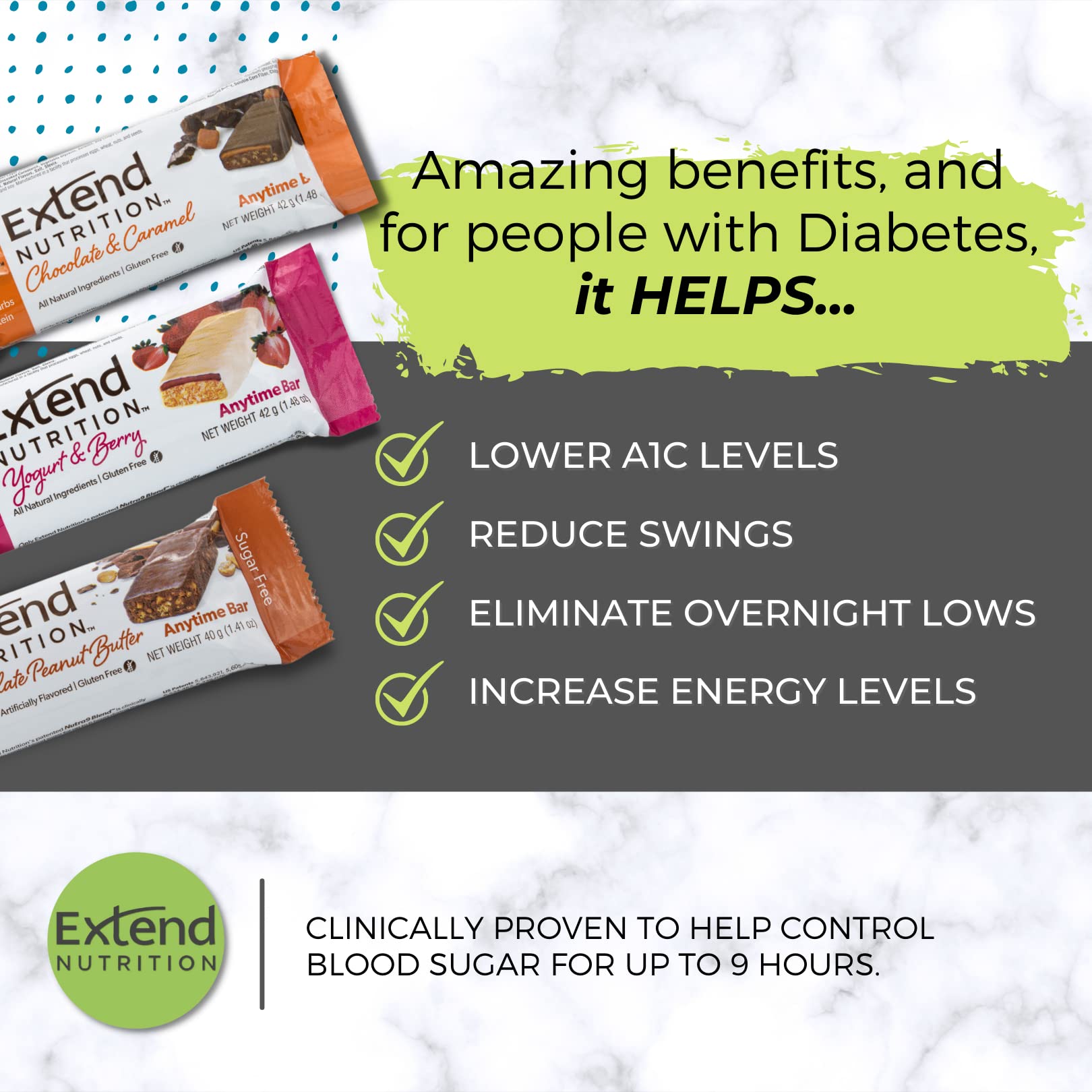 Extend Bar nutrition panel highlights 7g fiber per bar.
